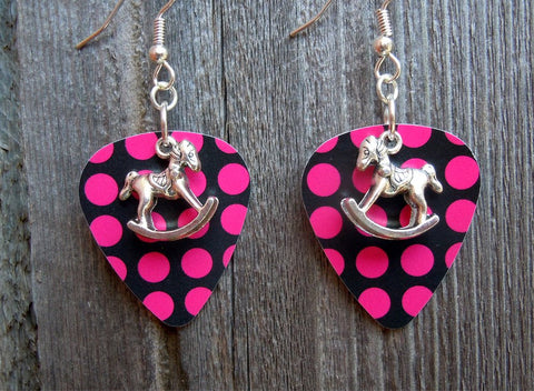 CLEARANCE Rocking Horse Charm Guitar Pick Earrings - Pick Your Color