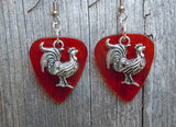 Rooster Charm Guitar Pick Earrings - Pick Your Color