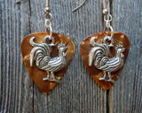 Rooster Charm Guitar Pick Earrings - Pick Your Color