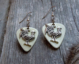 Rooster Charm Guitar Pick Earrings - Pick Your Color