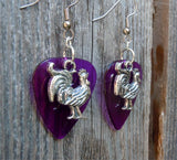 Rooster Charm Guitar Pick Earrings - Pick Your Color