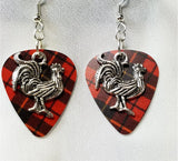 Rooster Charm Guitar Pick Earrings - Pick Your Color