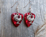 Rooster Charm Guitar Pick Earrings - Pick Your Color