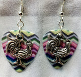 Rooster Charm Guitar Pick Earrings - Pick Your Color