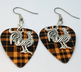 Rooster Charm Guitar Pick Earrings - Pick Your Color