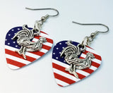 Rooster Charm Guitar Pick Earrings - Pick Your Color