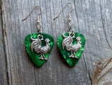 Rooster Charm Guitar Pick Earrings - Pick Your Color