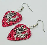 Rooster Charm Guitar Pick Earrings - Pick Your Color