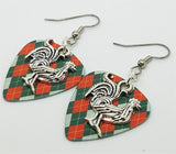 Rooster Charm Guitar Pick Earrings - Pick Your Color