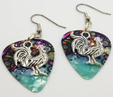 Rooster Charm Guitar Pick Earrings - Pick Your Color