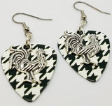 Rooster Charm Guitar Pick Earrings - Pick Your Color