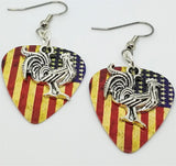 Rooster Charm Guitar Pick Earrings - Pick Your Color
