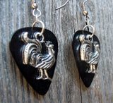 Rooster Charm Guitar Pick Earrings - Pick Your Color