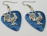 Rooster Charm Guitar Pick Earrings - Pick Your Color