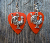 Rooster Charm Guitar Pick Earrings - Pick Your Color