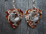 Rooster Charm Guitar Pick Earrings - Pick Your Color