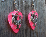 Rooster Charm Guitar Pick Earrings - Pick Your Color