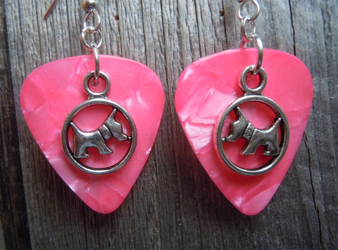Scottie Dog Charm Guitar Pick Earrings - Pick Your Color