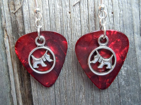 Scottie Dog Charm Guitar Pick Earrings - Pick Your Color