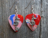 Seahorse Charm Guitar Pick Earrings - Pick Your Color