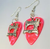 CLEARANCE Singer Sewing Machine Charm Guitar Pick Earrings - Pick Your Color