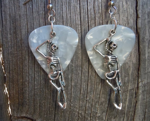 CLEARANCE Hanging Skeleton Guitar Pick Earrings - Pick Your Color