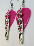 CLEARANCE Hanging Skeleton Guitar Pick Earrings - Pick Your Color