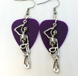 CLEARANCE Hanging Skeleton Guitar Pick Earrings - Pick Your Color