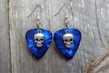 CLEARANCE Small Skull Charm Guitar Pick Earrings - Pick Your Color