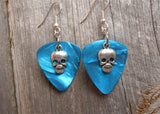CLEARANCE Small Skull Charm Guitar Pick Earrings - Pick Your Color