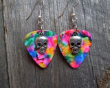 CLEARANCE Small Skull Charm Guitar Pick Earrings - Pick Your Color