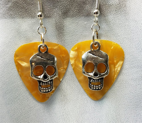 CLEARANCE Skull Charm Guitar Pick Earrings - Pick Your Color