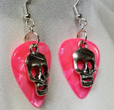 CLEARANCE Skull Charm Guitar Pick Earrings - Pick Your Color