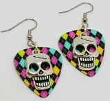 CLEARANCE Skull Charm Guitar Pick Earrings - Pick Your Color