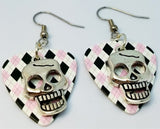 CLEARANCE Skull Charm Guitar Pick Earrings - Pick Your Color