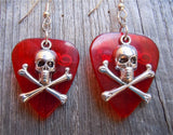 CLEARANCE Skull and Crossbones Charm Guitar Pick Earrings - Pick Your Color