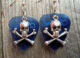CLEARANCE Skull and Crossbones Charm Guitar Pick Earrings - Pick Your Color