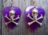 CLEARANCE Skull and Crossbones Charm Guitar Pick Earrings - Pick Your Color