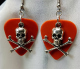 CLEARANCE Skull and Crossbones Charm Guitar Pick Earrings - Pick Your Color
