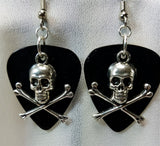 CLEARANCE Skull and Crossbones Charm Guitar Pick Earrings - Pick Your Color