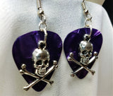 CLEARANCE Skull and Crossbones Charm Guitar Pick Earrings - Pick Your Color