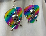 CLEARANCE Skull and Crossbones Charm Guitar Pick Earrings - Pick Your Color
