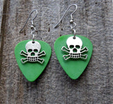 CLEARANCE Skull and Crossbone Charms Guitar Pick Earrings - Pick Your Color