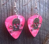 CLEARANCE Skull and Crossbone Charms Guitar Pick Earrings - Pick Your Color