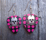 CLEARANCE Skull and Crossbone Charms Guitar Pick Earrings - Pick Your Color