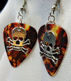 CLEARANCE Skull and Crossbone Charms Guitar Pick Earrings - Pick Your Color