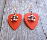 CLEARANCE Small Skull and Crossbones Charm Guitar Pick Earrings - Pick Your Color