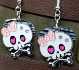 CLEARANCE Large White Skull and Crossbone Charm Guitar Pick Earrings - Pick Your Color