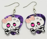 CLEARANCE Large White Skull and Crossbone Charm Guitar Pick Earrings - Pick Your Color