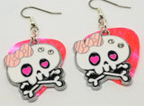 CLEARANCE Large White Skull and Crossbone Charm Guitar Pick Earrings - Pick Your Color